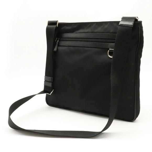 Prada Black Nero Nylon Shoulder Bag Diagonal Leather - Picture 1 of 7